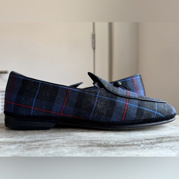 RUBINACCI X Todd Snyder Marphy Plaid Tartan Blue Bow Belgian Shoes Loafer 41 main image 5